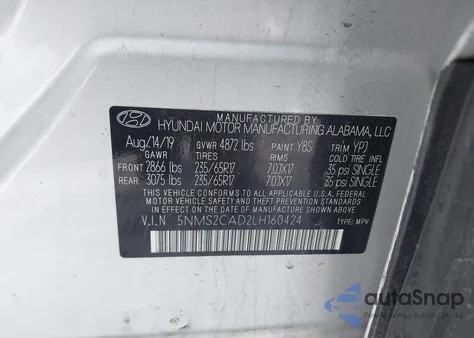 2020 Hyundai Santa Fe Se из США, поврежденный, VIN 5NMS2CAD2LH160424